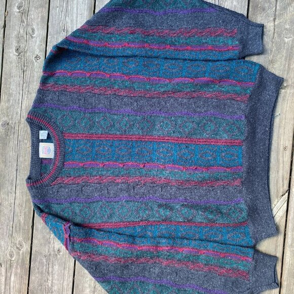 Vintage 1980s Riggins Coogi Style Knit Sweater Medium - Picture 4 of 11